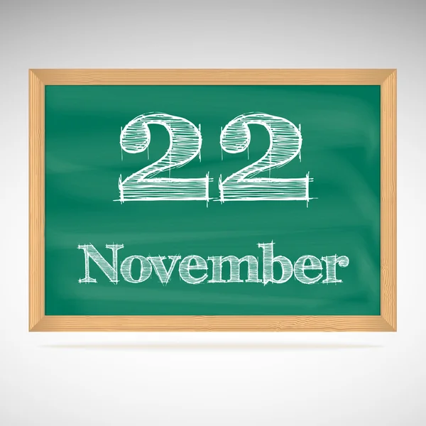 November 22, inscription in chalk on a blackboard — Stock Vector