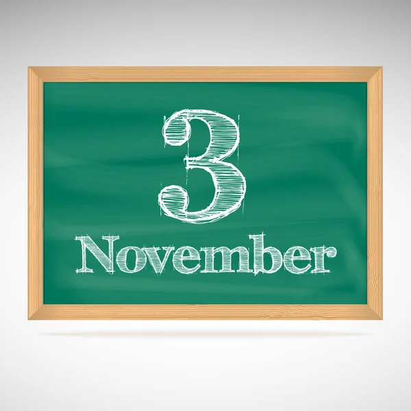 3. listopadu, nápis křídou na tabuli — Stockový vektor