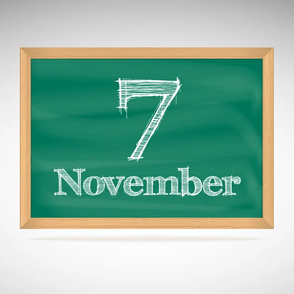 11 月 7 日，用粉笔在黑板上的题词 — 图库矢量图片