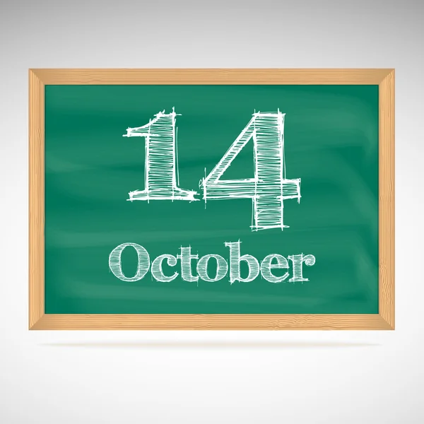 10 月 14 日，用粉笔在黑板上的题词 — 图库矢量图片