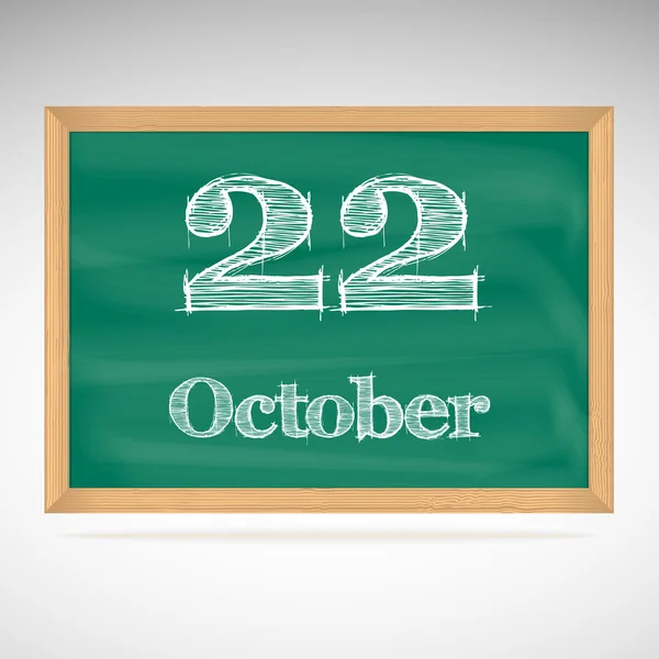 22 de outubro, inscrição em giz em um quadro negro — Vetor de Stock