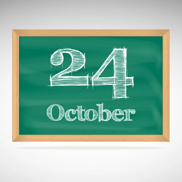 10 月 24 日，用粉笔在黑板上的题词 — 图库矢量图片