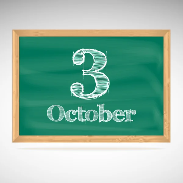 3. října, nápis křídou na tabuli — Stockový vektor