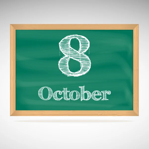 October 8, inscription in chalk on a blackboard — Stock Vector