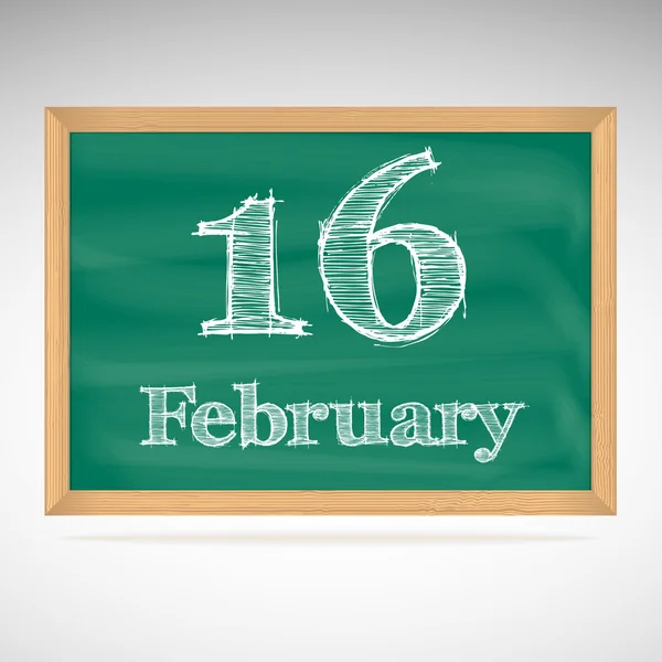 16 februari, inscriptie in krijt op een schoolbord — Stockvector