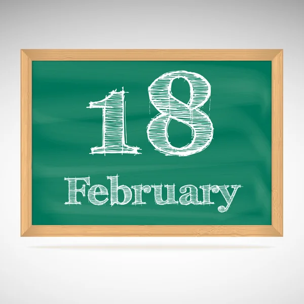 2 月 18 日，用粉笔在黑板上的题词 — 图库矢量图片