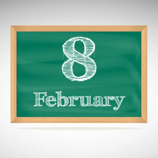 February 8, inscription in chalk on a blackboard — Stock Vector