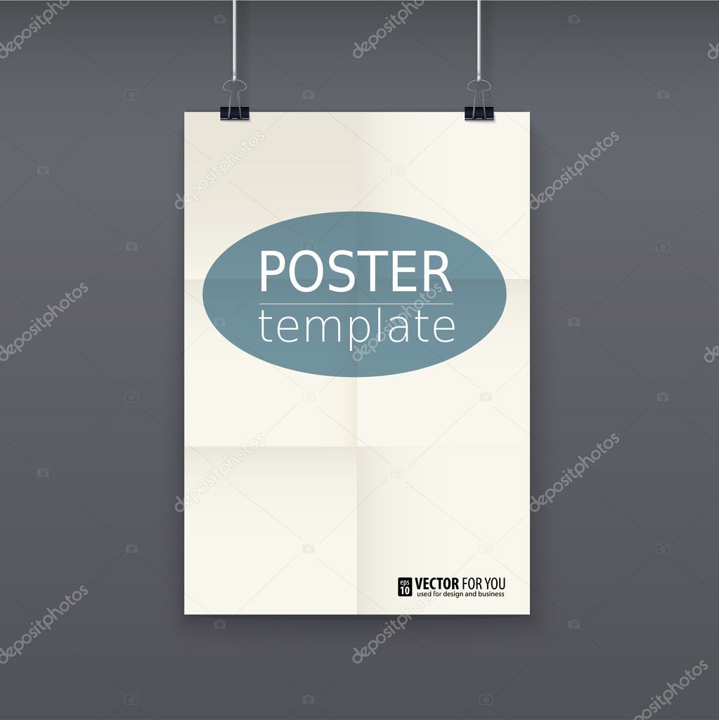 White poster template on a rope, vector.
