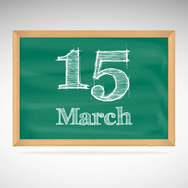 March 15, inscription in chalk on a blackboard — Stock Vector