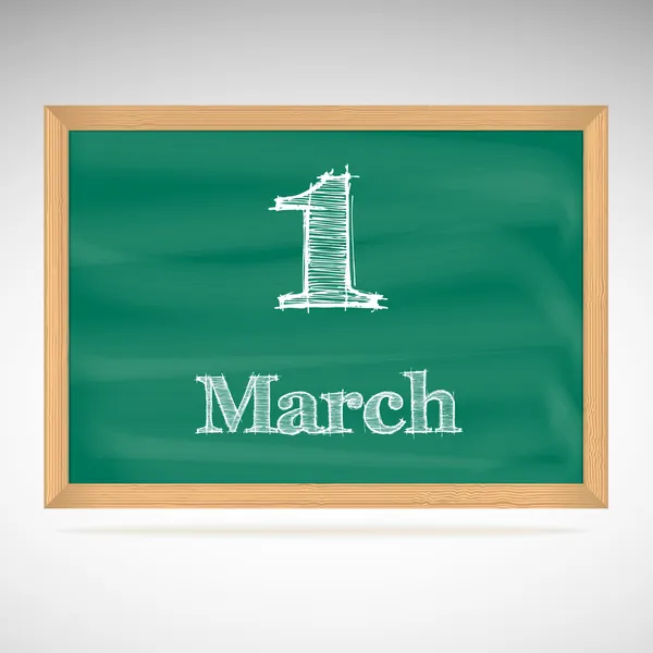 1 maart, inscriptie in krijt op een schoolbord — Stockvector