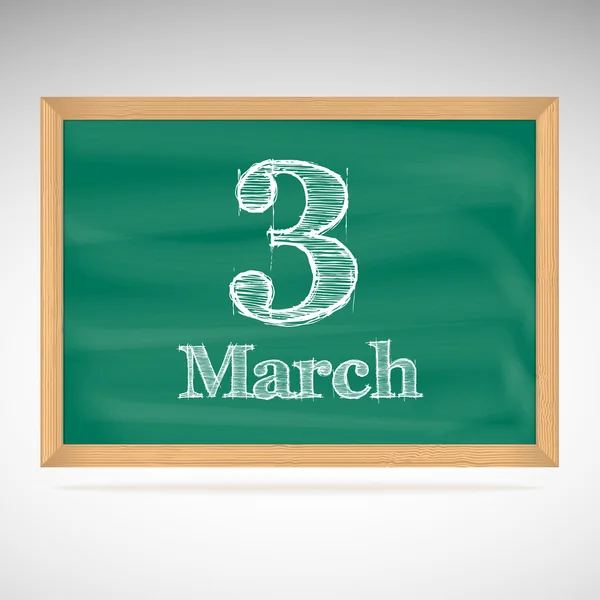 3 maart, inscriptie in krijt op een schoolbord — Stockvector
