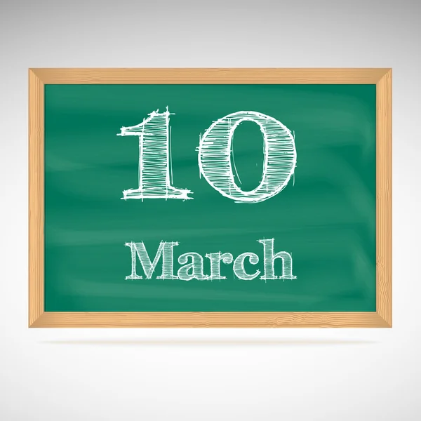 March 10, inscription in chalk on a blackboard — Stock Vector