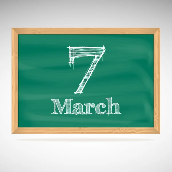 7 maart, inscriptie in krijt op een schoolbord — Stockvector