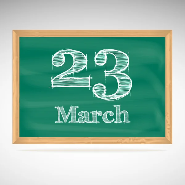 March 23, inscription in chalk on a blackboard — Stock Vector