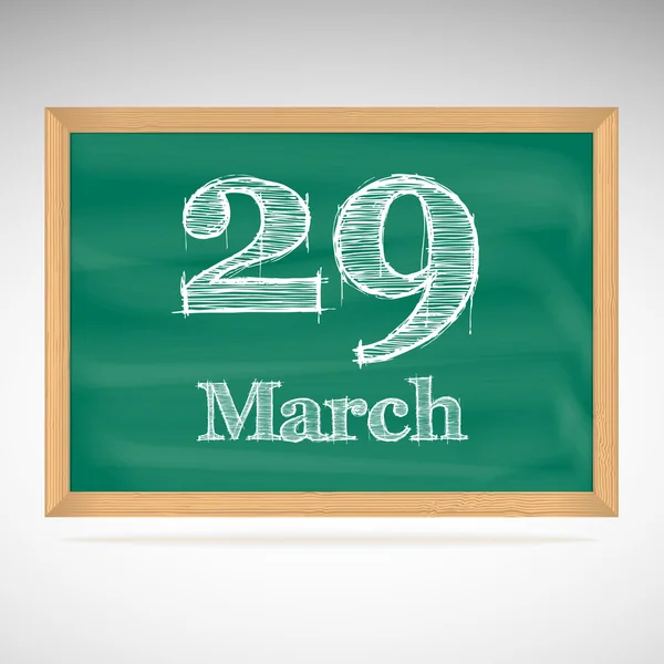 March 29, inscription in chalk on a blackboard — Stock Vector