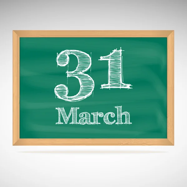 31 maart, inscriptie in krijt op een schoolbord — Stockvector