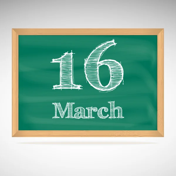 March 16, inscription in chalk on a blackboard — Stock Vector