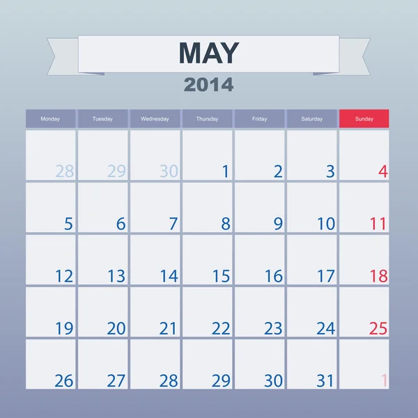 Calendario para programar mensualmente. Marzo de 2014 — Vector de stock