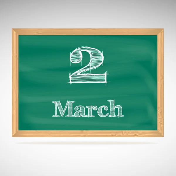 2 maart, inscriptie in krijt op een schoolbord — Stockvector