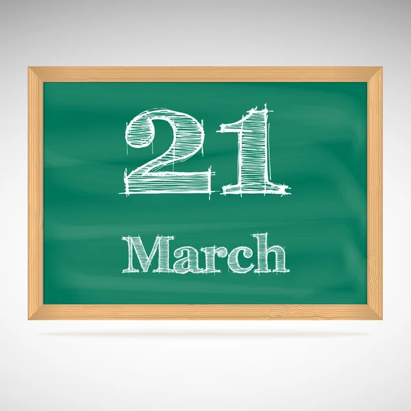 March 21, inscription in chalk on a blackboard — Stock Vector