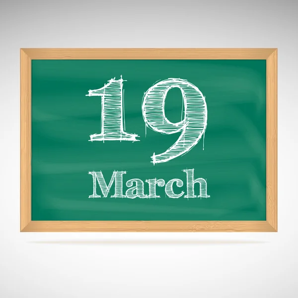 19 maart, inscriptie in krijt op een schoolbord — Stockvector