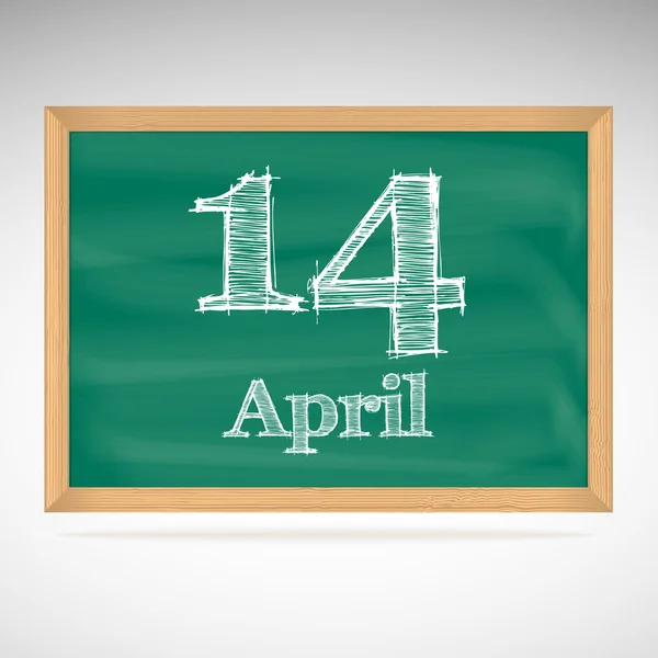 14 april, inscriptie in krijt op een schoolbord — Stockvector