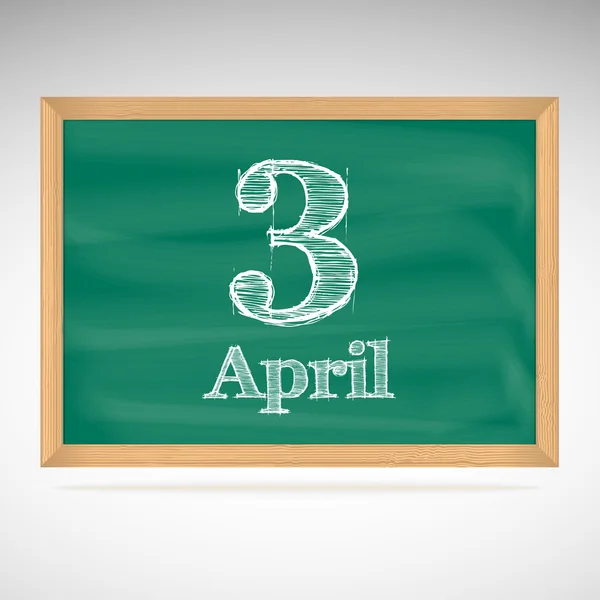 3 april, inscriptie in krijt op een schoolbord — Stockvector