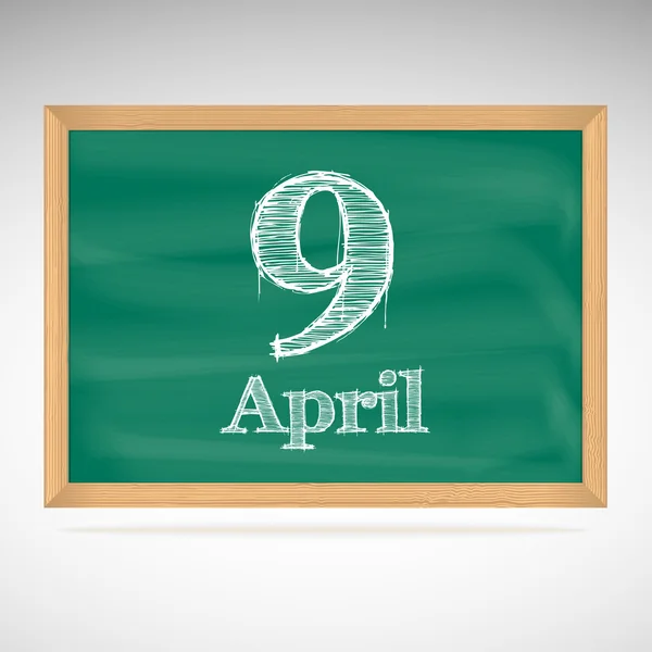 9 april, inscriptie in krijt op een schoolbord — Stockvector
