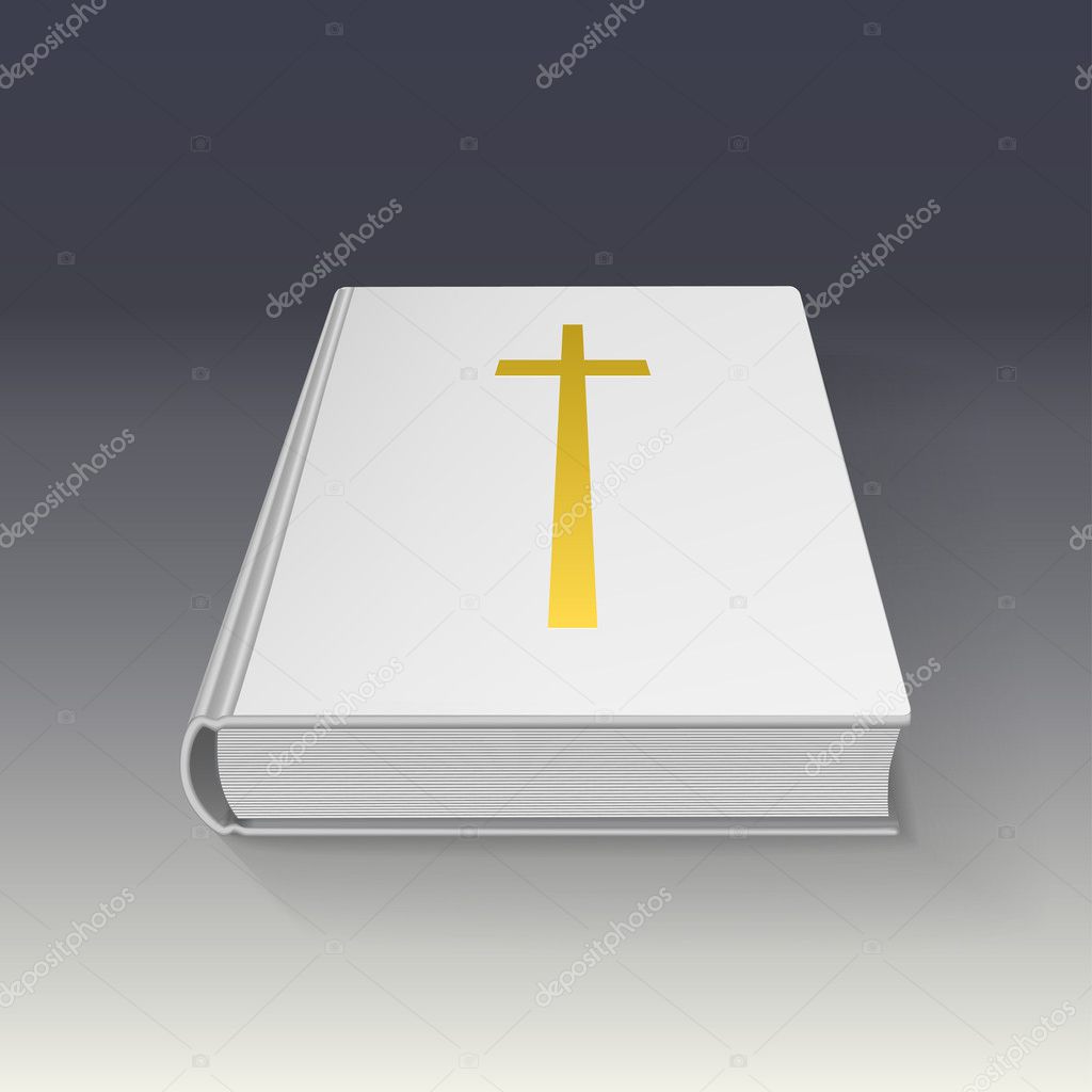 Book with gold cross, vector illustration