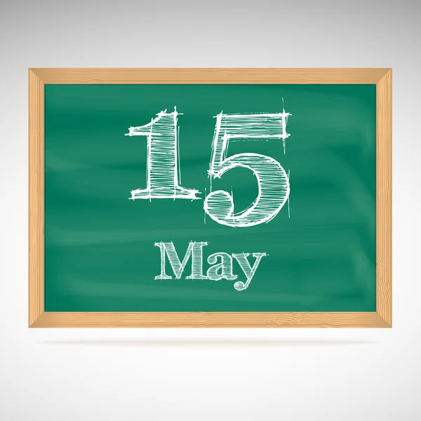 15 mei, inscriptie in krijt op een schoolbord — Stockvector