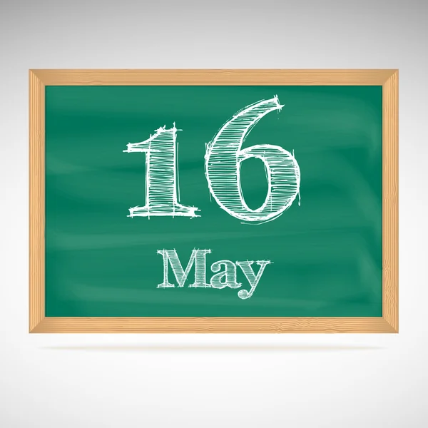 16 mei inscriptie in krijt op een schoolbord — Stockvector