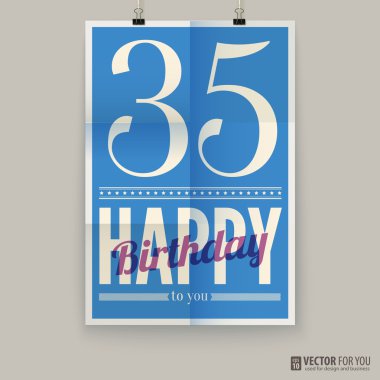 iyi ki doğdun poster, kart, 35 yaşında.