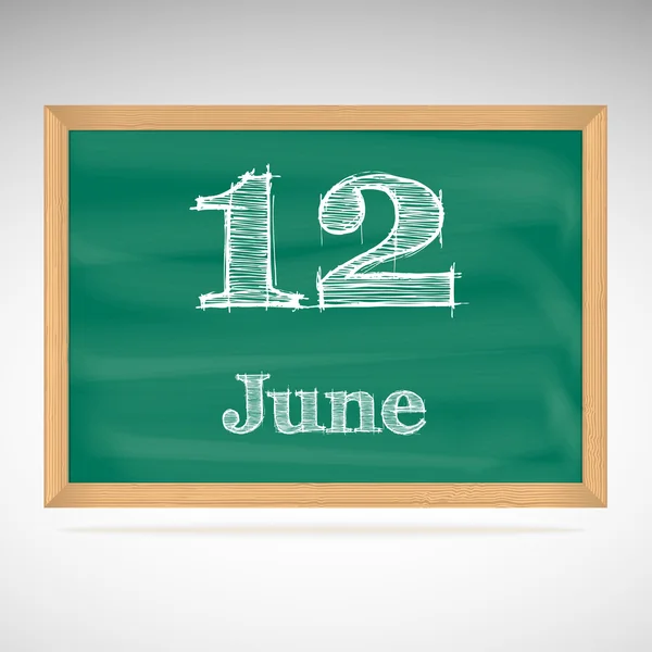 June 12, inscription in chalk on a blackboard — Stock Vector