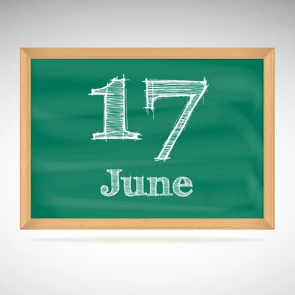 June 17, inscription in chalk on a blackboard — Stock Vector