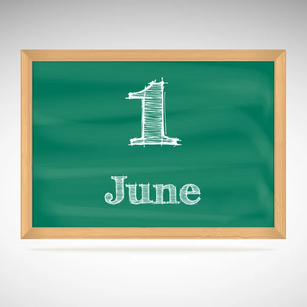 6 月 1 日，用粉笔在黑板上的题词 — 图库矢量图片