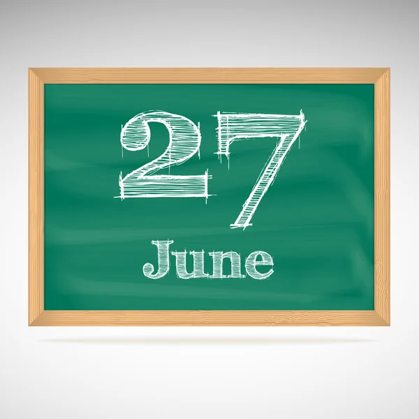6 月 27 日，用粉笔在黑板上的题词 — 图库矢量图片