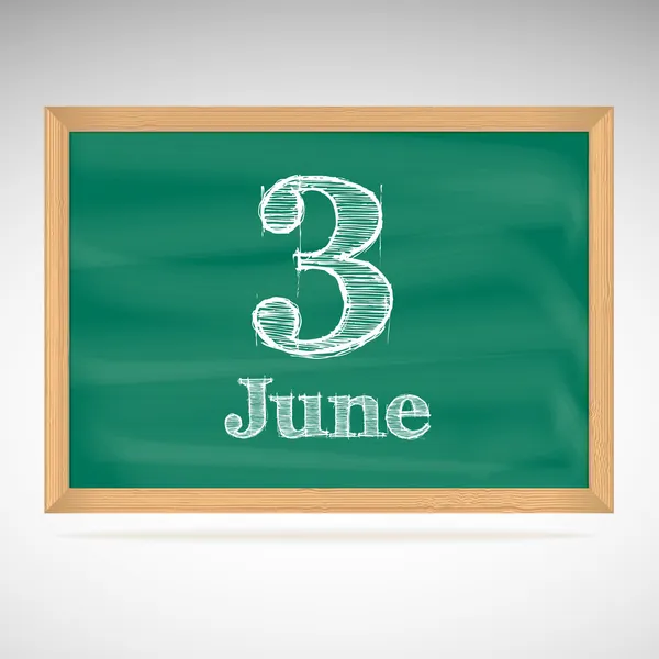 6 月 3 日，用粉笔在黑板上的题词 — 图库矢量图片