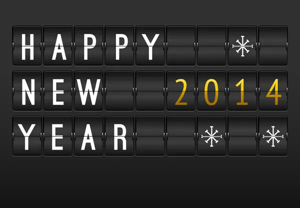 Horario mecánico, feliz año nuevo 2014 tarjeta. Conjunto de letras y números — Vector de stock