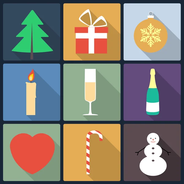 Set of Christmas icons, flat icons — Stock Vector