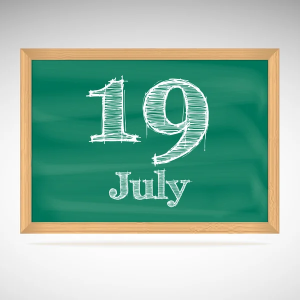 7 月 19 日一天的日历，学校董事会，日期 — 图库矢量图片