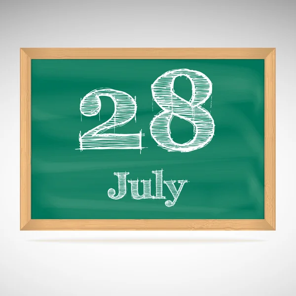 Julho 28, calendário do dia, placa da escola, data — Vetor de Stock
