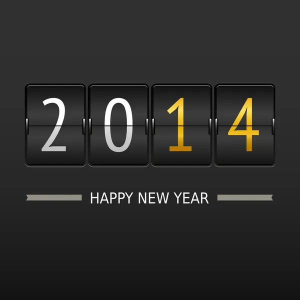 Feliz año nuevo 2014 tarjeta. Calendario mecánico — Vector de stock