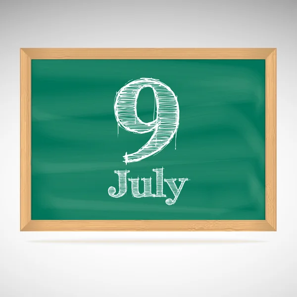 7 月 9 日一天的日历，学校董事会，日期 — 图库矢量图片