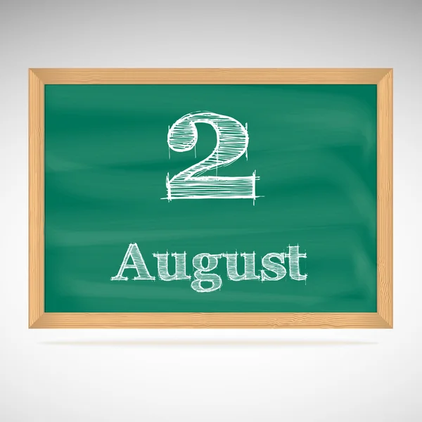2 de agosto, inscrição em giz em um quadro negro — Vetor de Stock