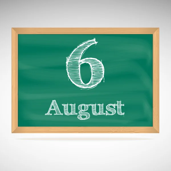 8 月 6，用粉笔在黑板上的题词 — 图库矢量图片