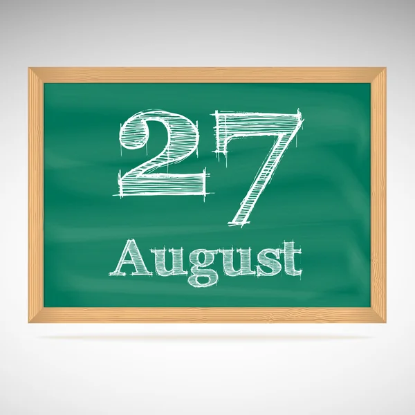 27 de agosto, inscrição em giz em um quadro negro — Vetor de Stock