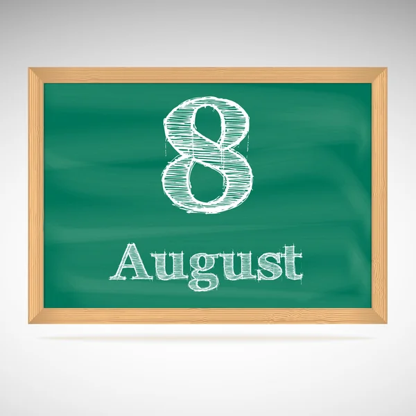 August 8, inscription in chalk on a blackboard — Stock Vector