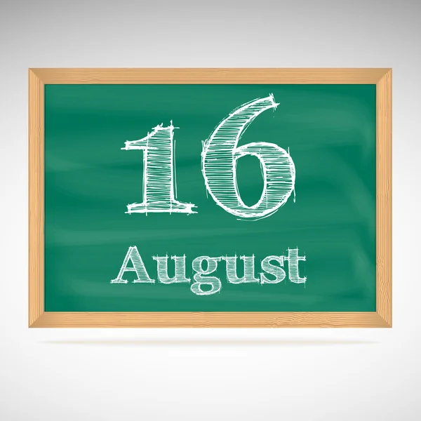 August 16, inscription in chalk on a blackboard — Stock Vector