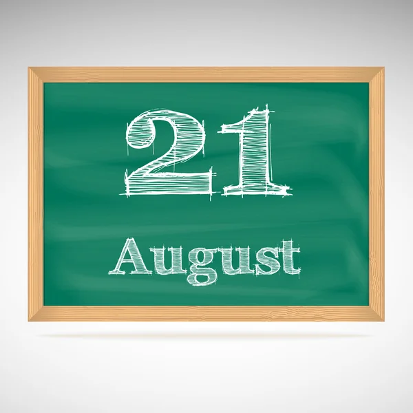 21 de agosto, inscrição em giz em um quadro negro — Vetor de Stock