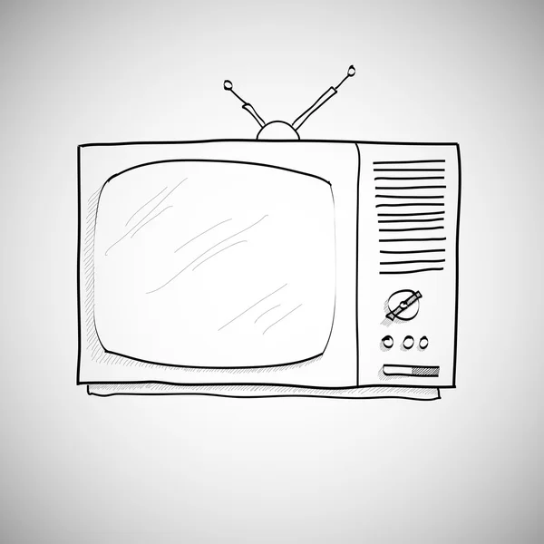 Vecteur TV rétro dessiné à la main — Image vectorielle